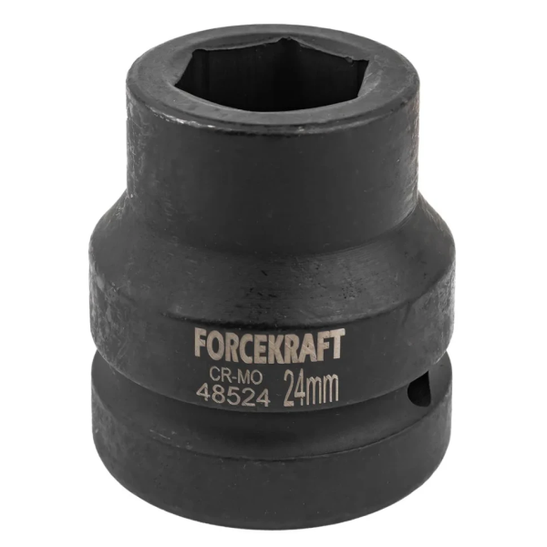 Головка ударная торцевая 24мм (6гр.), 1'' FORCEKRAFT FK-48524 короткая, неглубокая — фото товара на remkola.by
