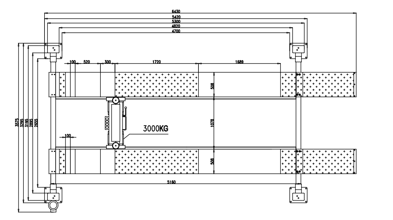 Подъемник четырехстоечный ESberg F5.5-4 с траверсой