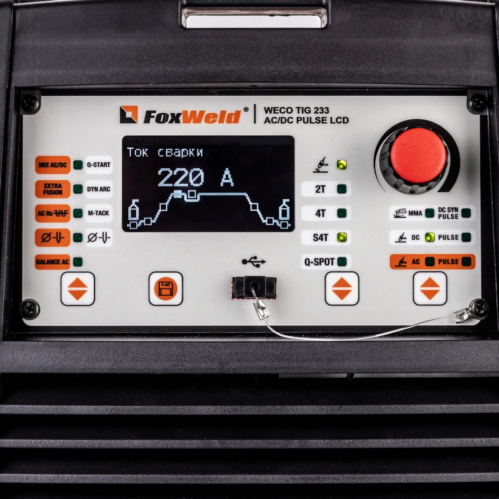 Аппарат аргонодуговой сварки FOXWELD WECO TIG 233 AC/DC PULSE LCD — детальное фото оборудования для СТО на remkola.by
