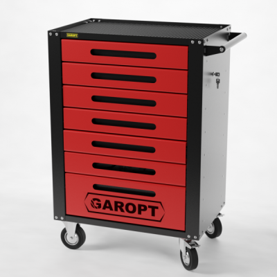 Тележка инструментальная Garopt 7 ящиков, КРАСНАЯ, Серия "High", высота 1040мм GTH7.RED