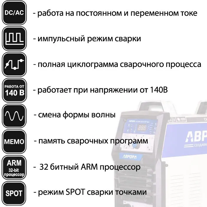 Сварочный инвертор Аврора Система 200 AC/DC ПУЛЬС v2.2 — детальное фото оборудования для СТО на remkola.by