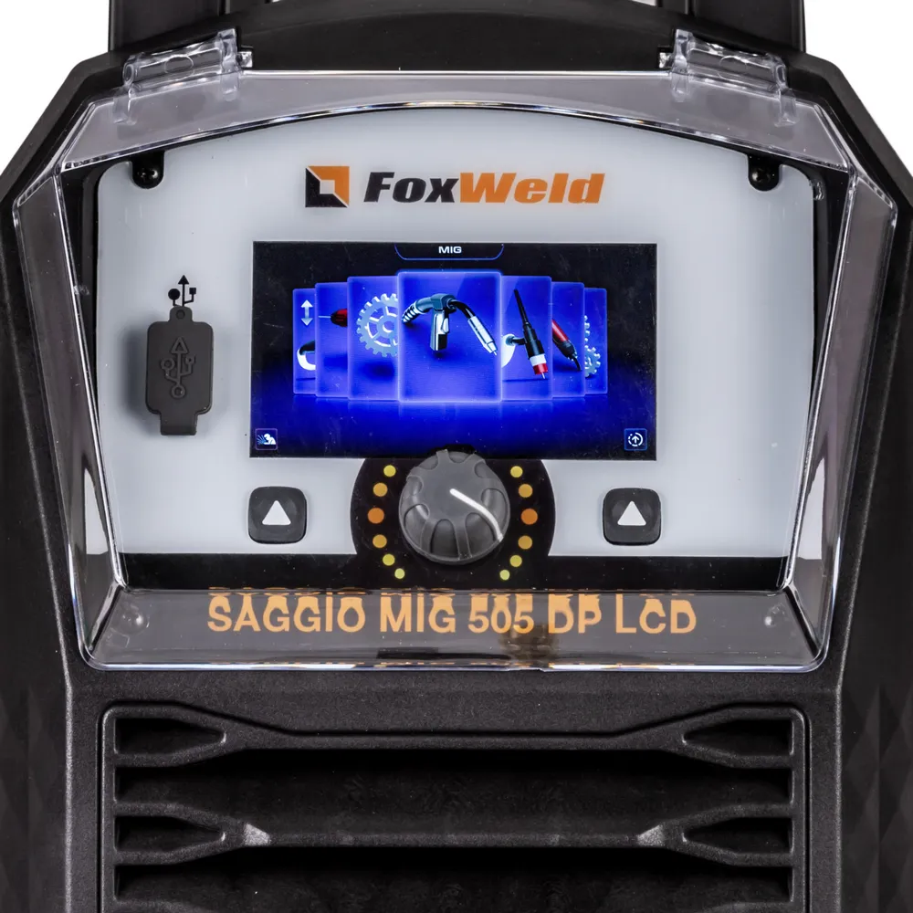 Сварочный полуавтомат FoxWeld SAGGIO MIG 505 DP LCD — детальное фото оборудования для СТО на remkola.by