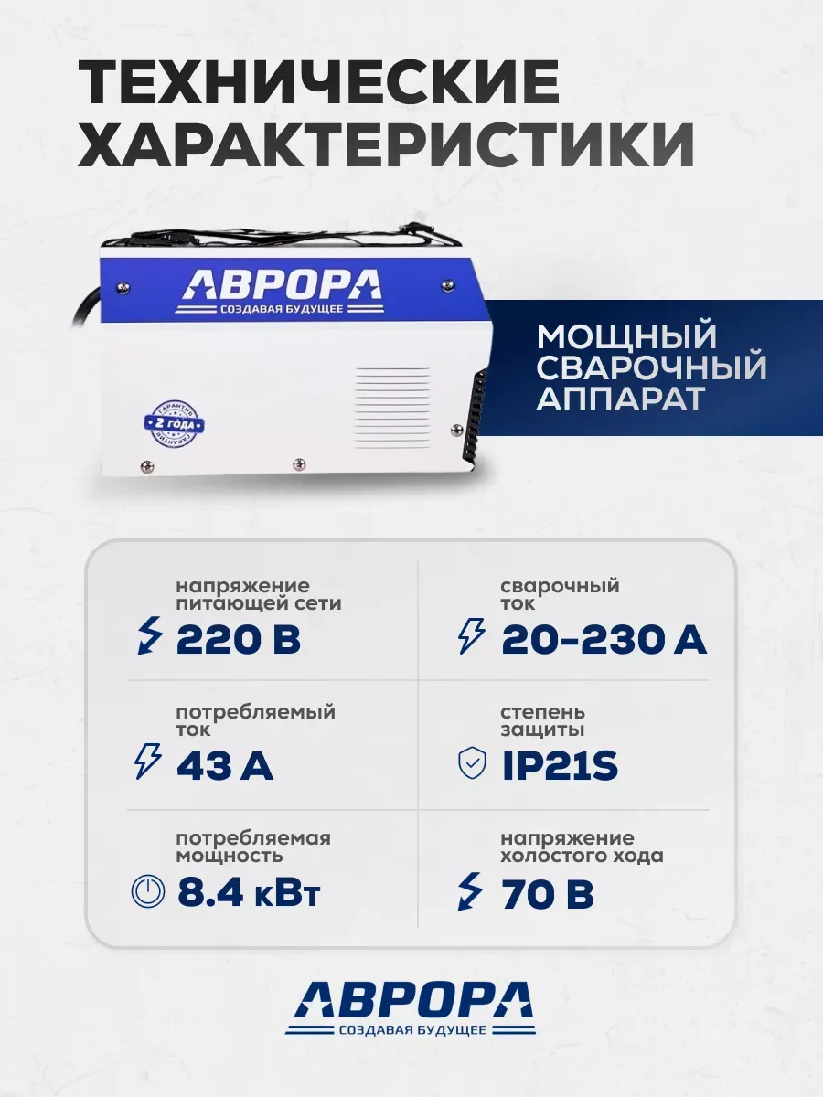 Сварочный инвертор АВРОРА Вектор 2300 (кейс) — детальное фото оборудования для СТО на remkola.by