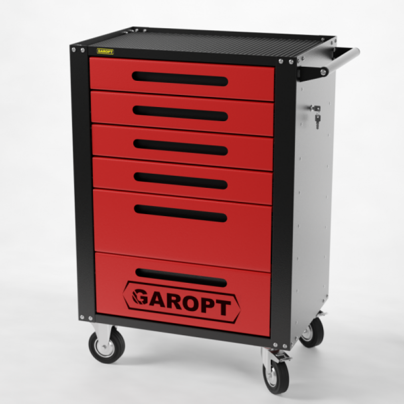 Тележка инструментальная Garopt 6 ящиков, КРАСНАЯ, Серия "High", высота 1040мм GTH6.RED