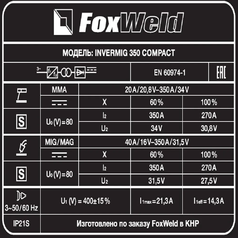 Сварочный полуавтомат Foxweld Invermig 350 Compact — детальное фото оборудования для СТО на remkola.by