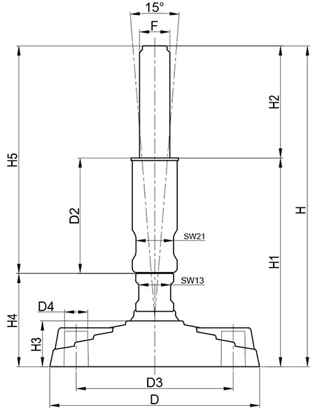 HPAIMZB Опоры из пластика и нержавеющей стали с крепежными отверстиями, 7,5° — детальное фото оборудования для СТО на remkola.by