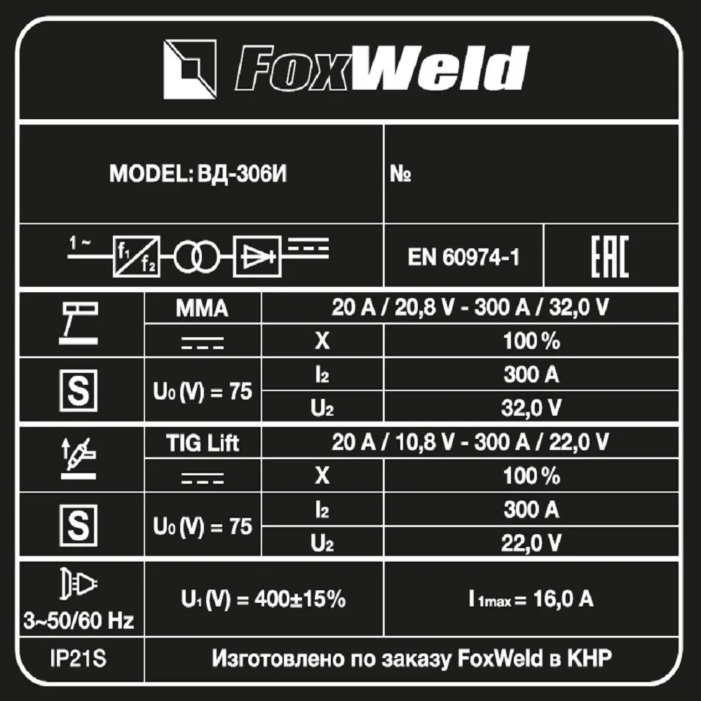Сварочный аппарат Foxweld ВД-306И — детальное фото оборудования для СТО на remkola.by