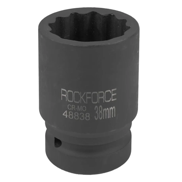 Головка ударная торцевая 38мм (12гр.), 1'' RockFORCE RF-48838 короткая, неглубокая — фото товара на remkola.by