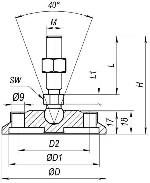 A00022 Опоры с основанием из пластика и крепежными отверстиями, 20° — детальное фото оборудования для СТО на remkola.by