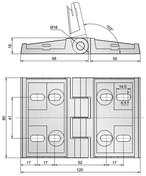 A40201.0033 Петли накладные с восемью отверстиями и накладками, 103° — детальное фото оборудования для СТО на remkola.by