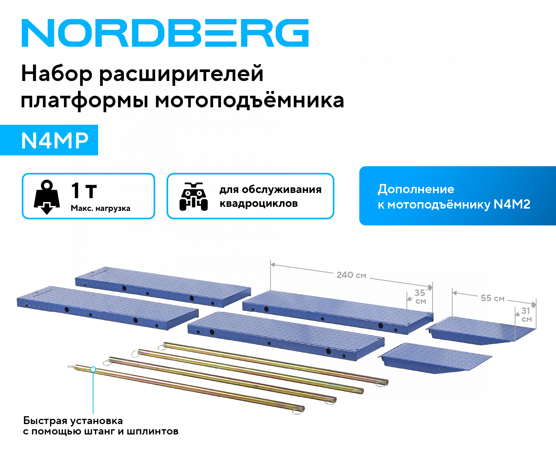 Набор расширителей платформы мотоподъемника N4M2 для квадроциклов — детальное фото оборудования для СТО на remkola.by