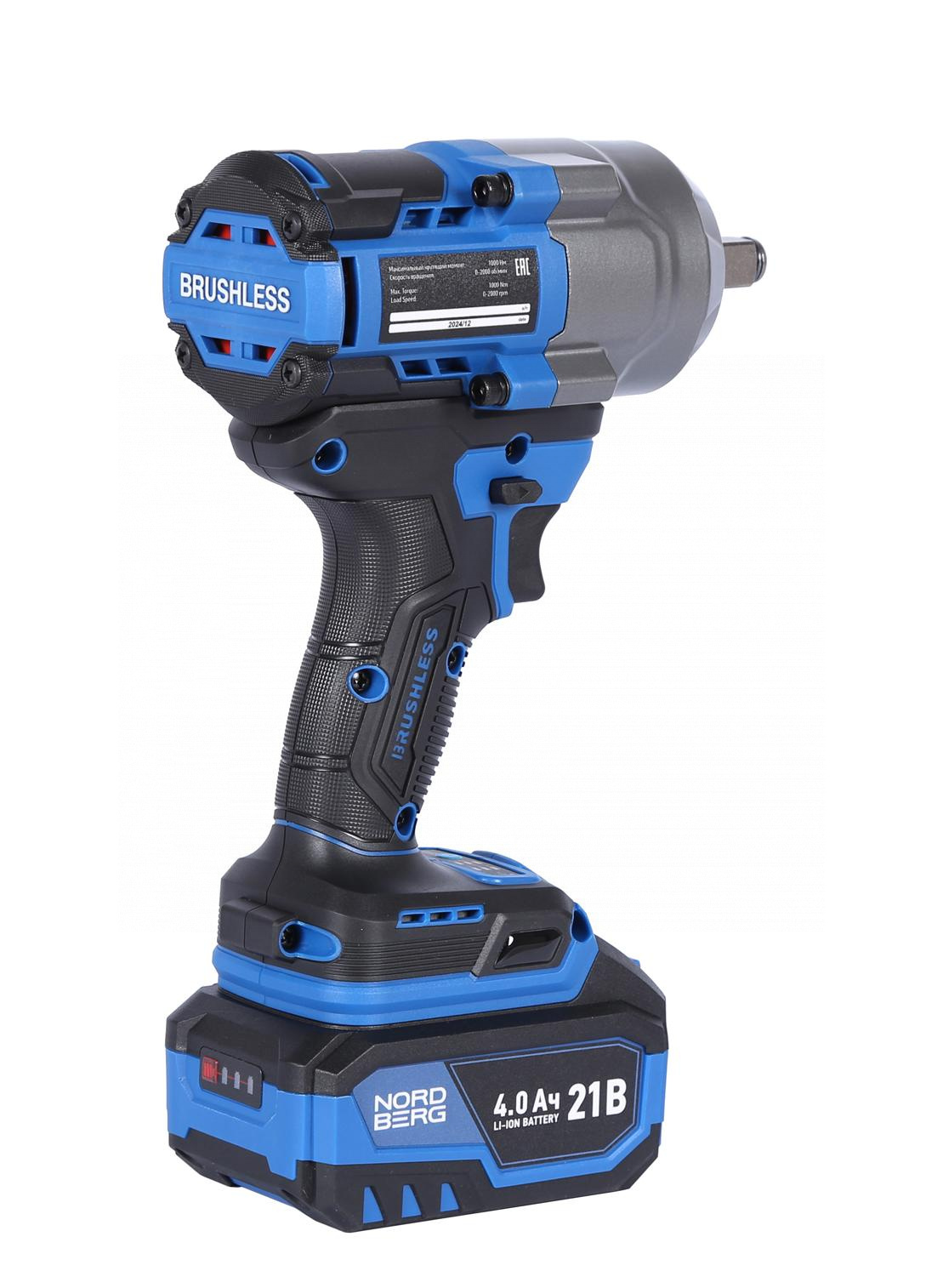 Гайковерт аккумуляторный, 1/2", 21 В, 1000 Нм, 2 аккумулятора 4 A и зарядное устройство, в кейсе — детальное фото оборудования для СТО на remkola.by