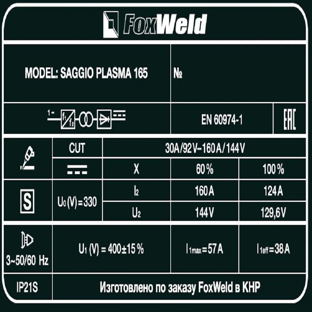 Аппарат плазменной резки FOXWELD SAGGIO PLASMA 165 — детальное фото оборудования для СТО на remkola.by
