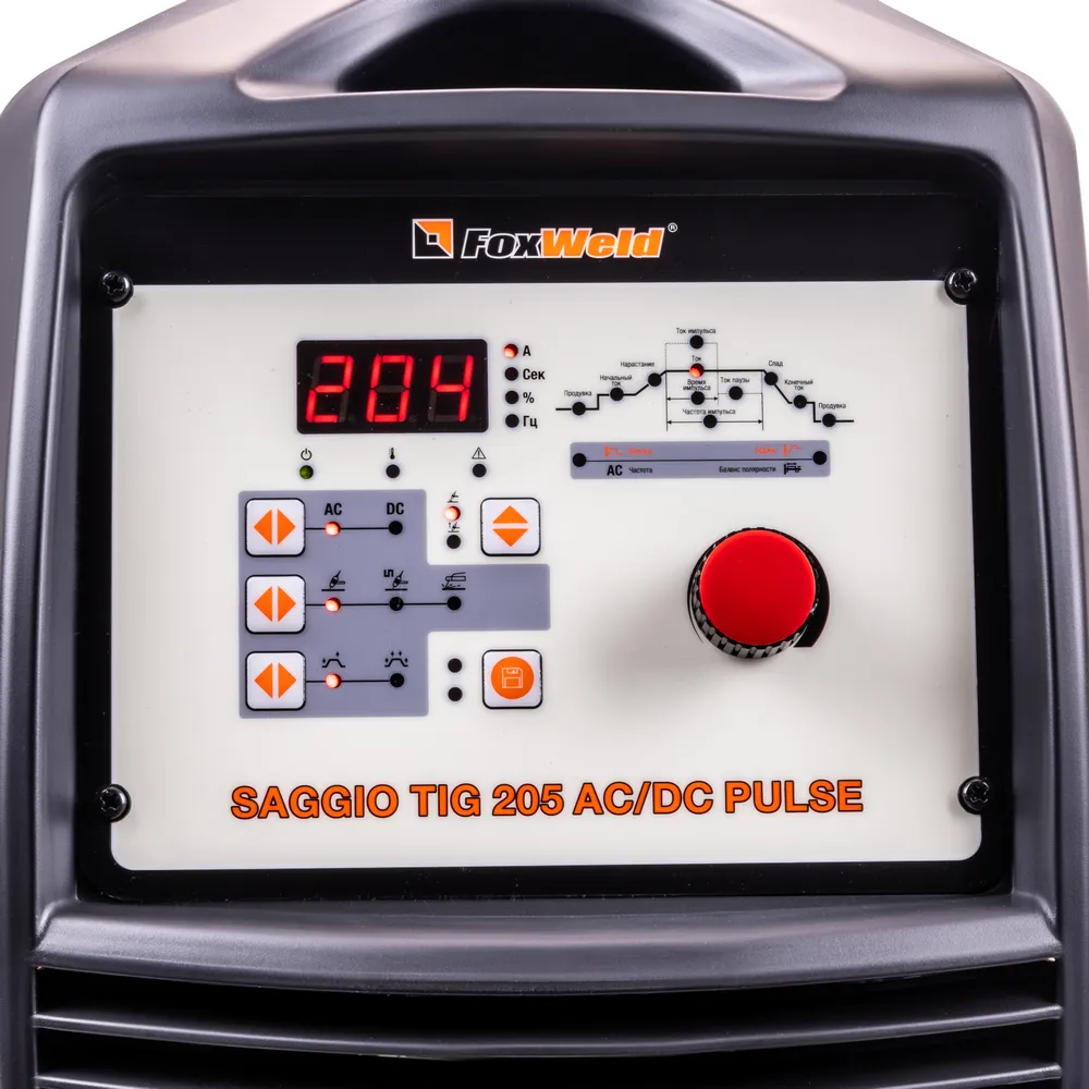 Аппарат аргонодуговой сварки Foxweld SAGGIO TIG 205 AC/DC Pulse — детальное фото оборудования для СТО на remkola.by