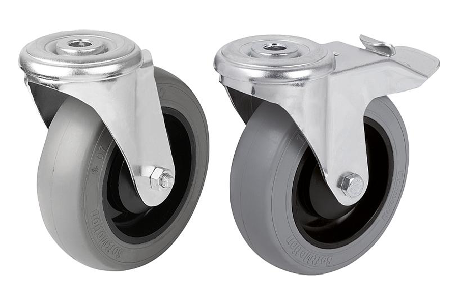 K1789 Колеса поворотные с креплением под болт с эластичной шиной