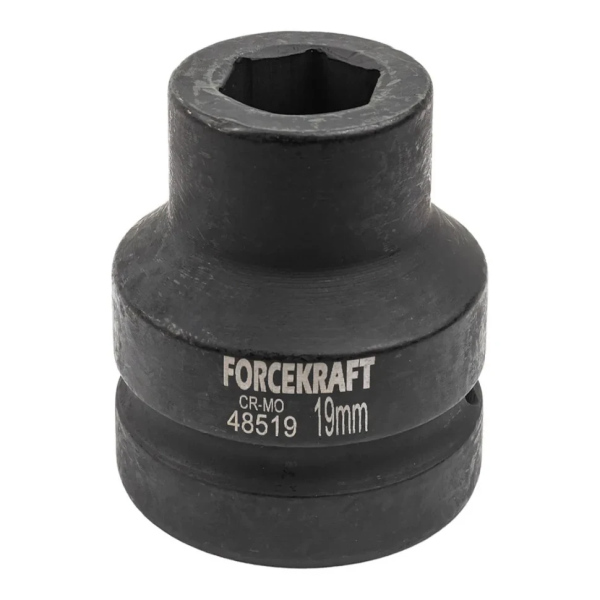 Головка ударная торцевая 19мм (6гр.), 1'' FORCEKRAFT FK-48519 короткая, неглубокая — фото товара на remkola.by