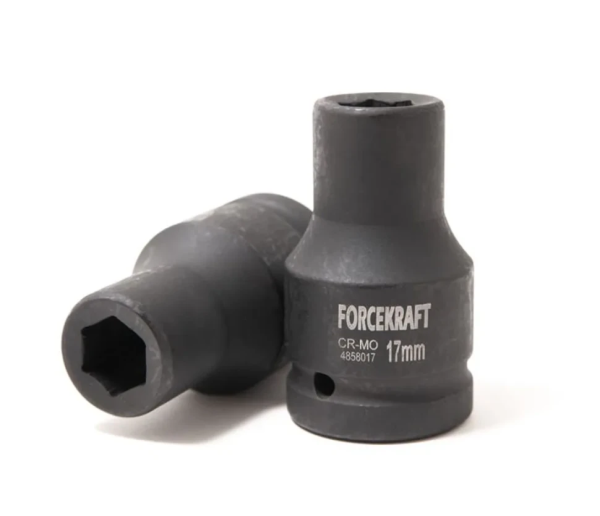Головка ударная торцевая 17мм (6гр.), 1'' FORCEKRAFT FK-4858017 короткая, неглубокая — фото товара на remkola.by