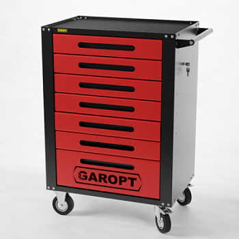 Тележка инструментальная Garopt 7 ящиков, КРАСНАЯ, Серия "High", высота 1040мм GTH7.RED