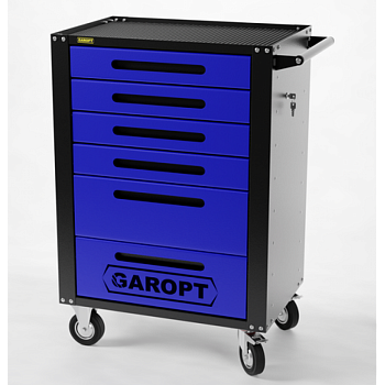 Тележка инструментальная Garopt 6 ящиков СИНЯЯ, центральный замок, увеличенные колеса, доводчики, GA — фото товара на remkola.by